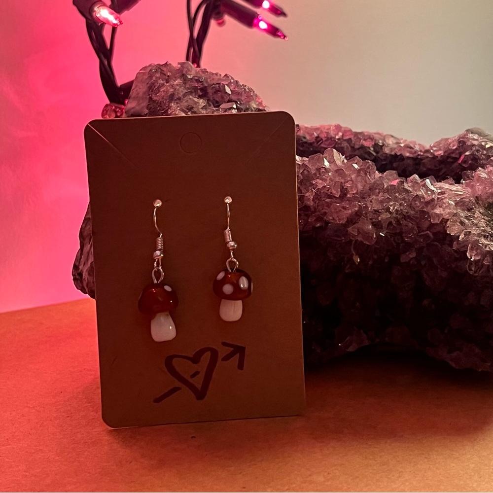 Brown mushroom earrings